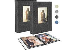 SIMDAO Álbum de fotos de 13 x 18 cm, 52 paquetes de 2 unidades, pequeño mini álbum de fotos de lino, páginas negras, 26 páginas con 52 fotos, álbum de fotos para bebé, San Valentín, regalo de cumpleaños