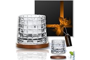 LIBRNTY Bicchieri da Whisky,Calice da Acqua Rotante360°,Bicchieri da whisky 280 ML,Bicchiere da Cocktail Cristallo per Bourbon,100% Senza Piombo Bicchieri da Whisky,adatte a vari festival (B001)