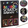 SEREBRUM A4 Size Scratch Art Books for Kids,Rainbow Magic Scratch Paper Black Scratch it Off Art Crafts Notes Boards Sheet with Wooden Stylus - Pack of 1