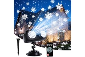 MATEPROX Projektor padającego śniegu, wodoszczelny, bożonarodzeniowy projektor LED płatków śniegu, do dekoracji wewnątrz i na zewnątrz