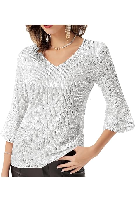 Camisetas Lentejuelas Camiseta De Mujer Con Lentejuelas Manga