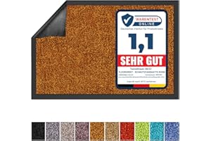 ‎FLOORDIREKT Floordirekt Schmutzfangmatte Rhine - waschbare & leistungsstarke Fußmatte - Sauberlaufmatte mit Rutschfester Rückseite - Türmatte für den Eingangsbereich (Braun, 90 cm x 120 cm)