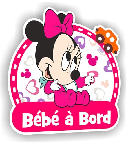 Autocollant Personnalisable 'Bébé à Bord' Avec Mickey - Vinyle Pour Voiture