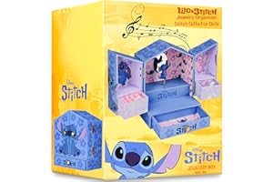 Get Trend Disney Stitch Carillon Portagioie Bambina Accessori Cameretta Caricare Carrillon con Specchio e Cassetti Portaoggetti Regali per Lei (Blu Stitch)