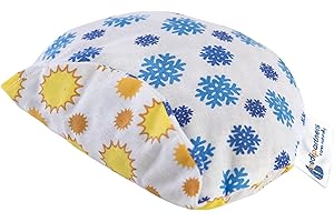 Medi Partners Cherry Stone Cushion Heat Pillow for Babies 180g Round 15cm Eco Natural 100% Cotton Heat and Cold Therapy Massage Therapy (Sun/Snowflake)
