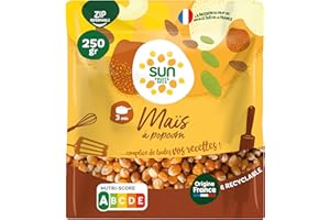 SUN - Maïs à Éclater 250 g - Maïs pour Pop Corn - Maïs en Grains pour Cuisson Poêle, Casserole, Micro-Ondes & Machine à Popcorn - À Saler ou Sucrer - Anniversaire, Fête, Cinéma, Film