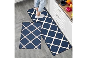 LY4U 2-teiliges Rutschfestes Küchenteppich Set, Waschbare Moderne Matten und Teppiche für Flur, Esszimmer und Eingangsbereich, 40 x 60 cm + 40 x 120 cm