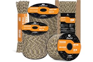 Abma Cord 4mm Paracord 550 Nylon Cuerda (10-15-30-50m) Tipo III 7 Hebras Cuerda de Nailon - MAX. 250 kg - Woodland Camo, 30m
