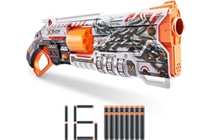 X-Shot Skins Lock Blaster par ZURU avec 16 fléchettes, Barillet Rotatif, Technologie Air Pocket Dart