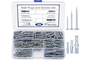 YIBAIJIA 164 Stk Schrauben und Dübel Set (82 x Schlagdübel, 82 x Gipskarton Schrauben), Mauerwerksziegel Betonwand Selbstbohrende Schrauben und Gipskartondübel Ankerbolzen, M3,5/M4/M5/M6/M8