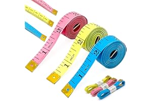 TrySalar Dual Sided Body Measuring Tape Measure for Body 3 Pack Double Scale Measurement Tape for Sewing Cloth Tailor 60 Inch/ 150 cm (Multicolor) (Multicolor 3Pcs)