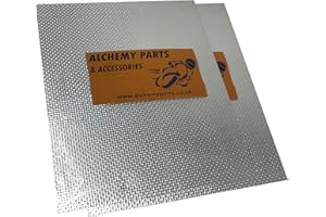 Alchemy Parts Motorcycle Heat Shield Sheet Stick On Self Adhesive for Exhaust Engine Motor Motorbike Race Bike Car Reflective Heat Deflector Protection (Two Sheets 40cm x 33cm)