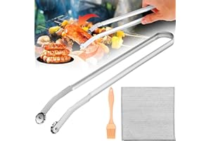 DONGCILL Pince à Saucisse BBQ,Pince Barbecue Roulette,Pince à Retourner les Saucisse,Pince Barbecue Inox à Roulettes,Pince Barbecue Rotative,Pour Cuisine,Barbecue