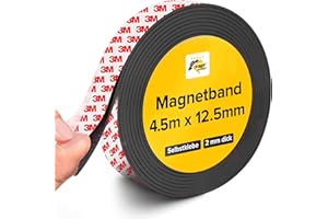 ‎X-BET MAGNET Flexibles Magnetband – 1,27 cm x 4,5 m x Magnetdicke 2 mm, Klebestreifen mit starker Selbstklebung – Ideale Magnetrolle für alle Projekte – Klebemagnete für den (Rot)