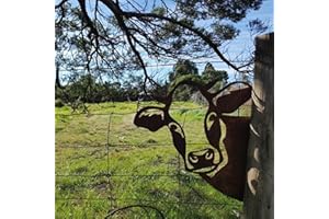 Reiei Grande vache en métal - Décoration murale en fer forgé - Sculpture de vache - Décoration extérieure de jardin