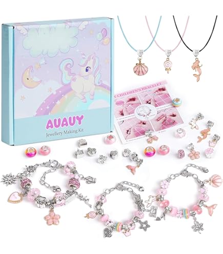 BOCHOI Braccialetto Unicorno Per Ragazze – Con Perle Rosa E Ciondolo, Regalo Incoraggiamento, Regolabile