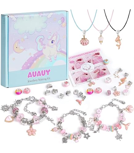 BOCHOI Braccialetto Unicorno Per Ragazze – Con Perle Rosa E Ciondolo, Regalo Incoraggiamento, Regolabile