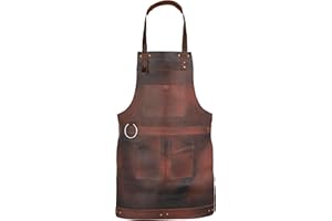 Leathershire Full Grain Leather Crossbody Handmade Apron – Perfect for Butchers, Chefs, BBQ Grill Masters, and Woodworkers