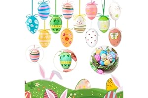 KIMUWOTE 24 Stück Ostereier Deko, Ostereier zum Aufhängen, Ostern Deko Plastik Ostereier zum Aufhängen Draußen und Innen,mit verschiedenen Stilpunkten Streifen Blumen für Baum Schule Zuhause Partyzubehör(6cm)
