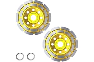 NINEHOLE 2pcs Diamentowa ściernica garnkowa 125 x 22,23 mm, podwójny rząd srebrna diamentowa głowica szlifierska, do beton, kamień naturalny, jastrych, mury uniwersalne