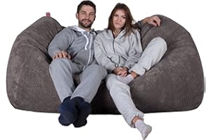 ‎LOUNGE PUG Lounge Pug, Riesen Sitzsack Couch, Sitzsack Sofa, Pom-Pom Anthrazit