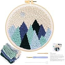 JSRQT DIY Punch Needle Broderie Kit Fleurs Et Plantes Crafts Kit D'aiguilles à Poinçonner Pour Adultes Débutants Broderie D'Aiguille De Poinçon Kit Avec Instructions Kit De Démarrage Punch Needle
