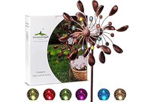 STEADYDOGGIE Girandola a energia solare Luccicante (1,9 m) ￚ Schermo LED multicolore Palla di Vetro ￚGirandola a Doppia Direzione per Patio, Prato e Giardino