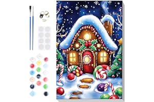 Lxmsja Dipingere con i Numeri Adulti Con Cornice, Natale Paint by Numbers Kit Principianti Con 3 Penne, Hobby Creativi Adulti Idee Regalo Donna Decorazioni Casa - 20x30cm