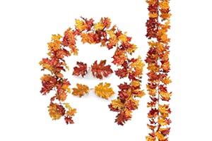 ‎OAIRSE Oairse 2er-Set Künstliche Eichenblatt mit Eichel Herbstgirlande Ahornblatt Herbstlaub Heimdekoration Indoor Outdoor Dekoration für Hausgarten Hochzeit Kamin Party, Erntedankfest, Autumn Decor, 170cm