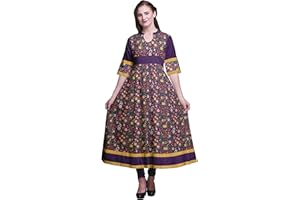 Bimba Schwarz Winkel geometrisch Anarkali ausgestelltes Kurti Classic Bluse ethnisches Kleid für Damen