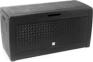 rg-vertrieb Garden Storage Box 310 L Wicker Look Chest Box Garden Chest Boarde Cushion Box Garden Box (Anthracite)
