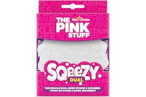 The Pink Stuff SQeeZY Dual Sided Scrubber Sponge - Scratch Free Solution for Ultimate Home Cleaning, Kitchens, Bathrooms, Oven, Outdoor use and more