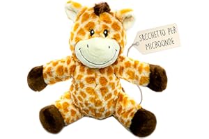 KUKI Peluche Riscaldabile al Microonde (23 cm) - Morbido e Caldo, Ideale per Alleviare le Coliche nei Neonati - Giraffa di Peluche da Abbracciare e Dormire - Sacchetto di Semi Estraibile