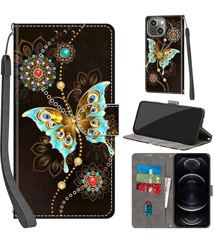 Leder-Handyhülle Mit Magnetverschluss Für IPhone 13/14 – 3 Kartenfächer & Standfunktion