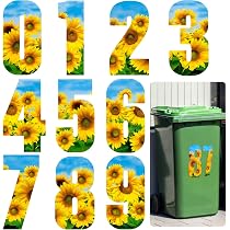 40 Autocollants Numérotés Tournesol - Pour Poubelle à Roulettes, Garage, Rangement - PVC Imperméable - 17 X 8,5 Cm
