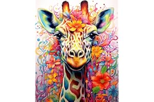 WALARKY Kit de peinture à l'huile par numéro pour adultes - Girafe colorée - Facile à peindre avec pinceaux - Pigment acrylique - Peinture numérique pour décoration murale d'intérieur - 40,6 x 50,8 cm (sans