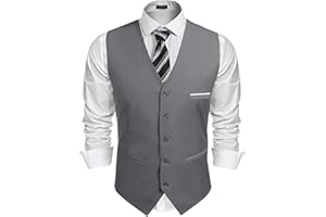 COOFANDY Chaleco de traje para hombre con cuello en V chaleco formal elegantes chalecos de traje para bodas chalecos de negocios