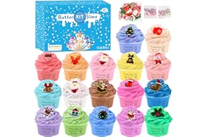 KELVSBEM Chrismas Butter Slime Kit 17 Pack for Party Favors, Scented, Soft and Non-Sticky, Birthday Gifts for Girl Boys, Stress Relief Slime Bulk for Easter Egg fillings Christmas Stocking Stuffers
