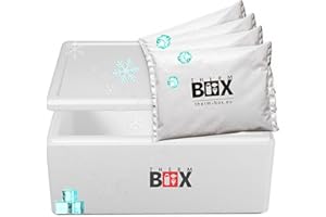‎THERM BOX THERM BOX Styroporbox 28L bis 61,5L mit Kühlakkus für Kühlbox Verschiedene Größen Transportbox Thermobehälter Wiederverwendbar