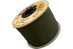 VILIGO Scout Cord - Tresse en nylon (3,8 mm) - Composé de 7 fils de nylon, 1 ligne et 1 fil de jute - Corde de survie, pour le camping et les activités de plein air (50 m, Olive)