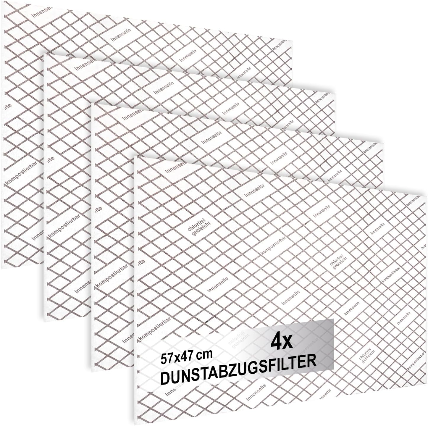 COM-FOUR® Filtro extractor 2x para campana extractora con alto rendimiento de filtrado - Filtro plano universal de 1 mm, recortable a medida con indicador de saturación (Con indicador - 4 piezas)