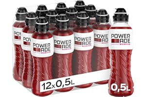 ‎POWERADE Powerade Zero Black currant, kalorien- und zuckerfreier Sportdrink mit Johannisbeergeschmack, mit Elektrolyten, Sportgetränk in Einweg Flaschen (12 x 500 ml)