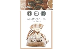 KEEP YOUR ESSENCE AROMASACKS Home - Ambientador para Armarios y Cajones. Aroma Limpio con Toque Cítrico. Duración 8 semanas. Saquito de Lino con Perlas Aromáticas. Esencia Natural 0% Alcohol. Fragancia Free Spirit