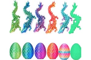 ZHANCYDEAL 6er Set Miniatur 3D Gedrucktes Drachenei mit Drache - 12,7 cm Kristall Drache Spielzeug-Ei in Kleiner Größe, Geheimnisvolles Drachenei Spielzeug, Überraschung Easter Dracheneier Wohnkultur (F)