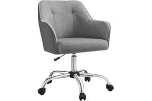 SONGMICS Chaise de Bureau, Fauteuil Ergonomique, Siège Pivotant, Réglable en Hauteur, Capacité 110 kg, Cadre en Acier, Tissu en Coton-Lin Respirant, pour Bureau, Chambre, Gris OBG019G01
