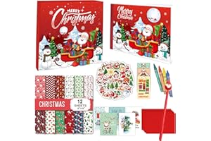 ROEOWENE 204 PCS Scrapbooking Kit Natale Stickers Bullet Journal Fai Da Te DIY Scrapbooking Adesivi Vintage Notebook Aesthetic Scrapbooking Accessori Junk Journaling Kit Regalo per Ragazza Donne