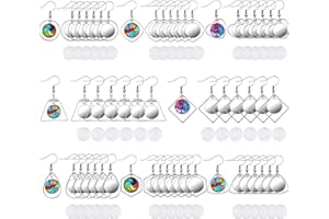 Hicarer 108 Pezzi Orecchini in Acciaio Inox Ganci di Filo Bianco Sfaccettato Vassoi Lunetta con 12 mm Cabochon in Vetro per la fabbricazione di Gioielli fai da te