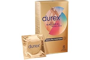 RECKITT Durex Natural Feeling Kondome – Latexfreie Kondome aus Real-Feel-Material & mit anatomischer Easy-On-Form – 8er Pack (1 x 8 Stück)