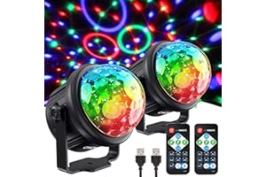 Boule Disco de Commande Vocale 2 Pack, CHOIGN Jeux de Lumiere a Facette, 3W RGB lumière Soirée Mini Boule Cristal Eclairage 7 Couleur Modes avec Télécommande et 4M Câble USB pour Fête Noël Bar Club DJ