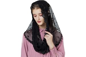 BEAUTELICATE Women Mantilla Veil Catholic Church Chapel Latin Mass Communion Formal Lace Infinity Head Cover Scarf White Black V104